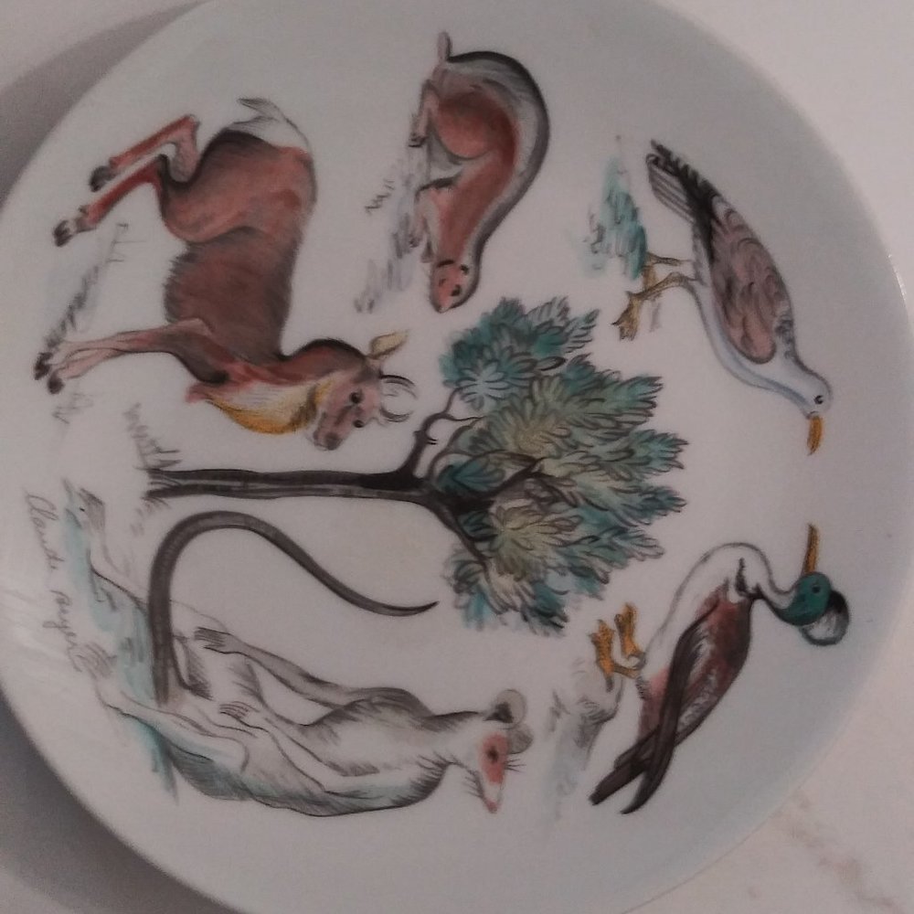 Holiday Ask Limoges France Collectable Earthly Paradise Genesis Plate 2 7 inches